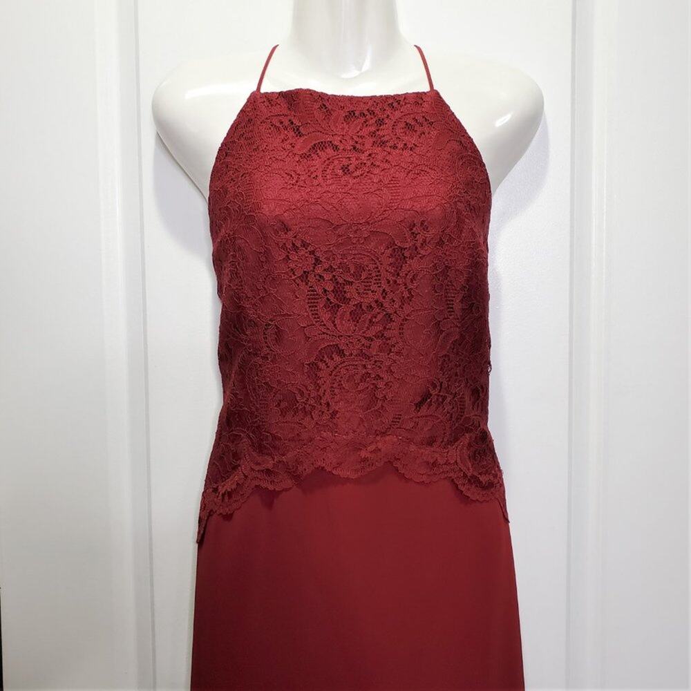 After Six Lace Bodice Matte Chiffon Full Length Bridesmaid Formal Dress 14 - Picture 3 of 12